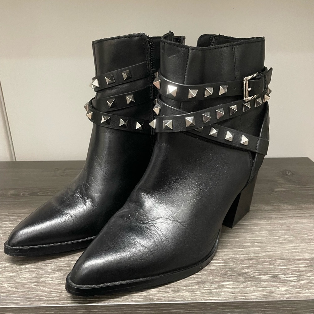 Steve Madden Black Ankle Boots with Silver Studs
